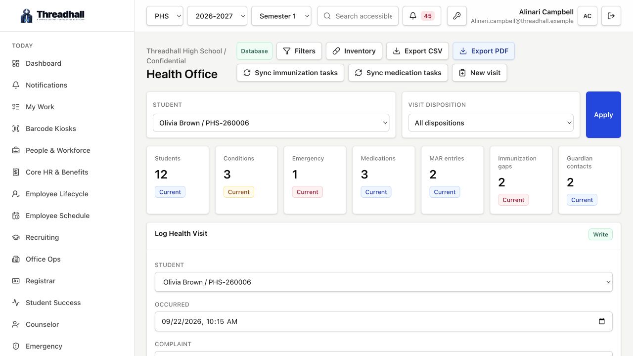 Student services related Threadhall interface