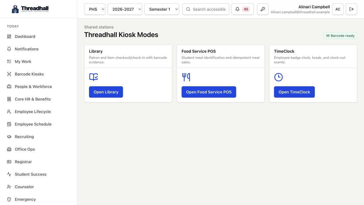District operations related Threadhall interface