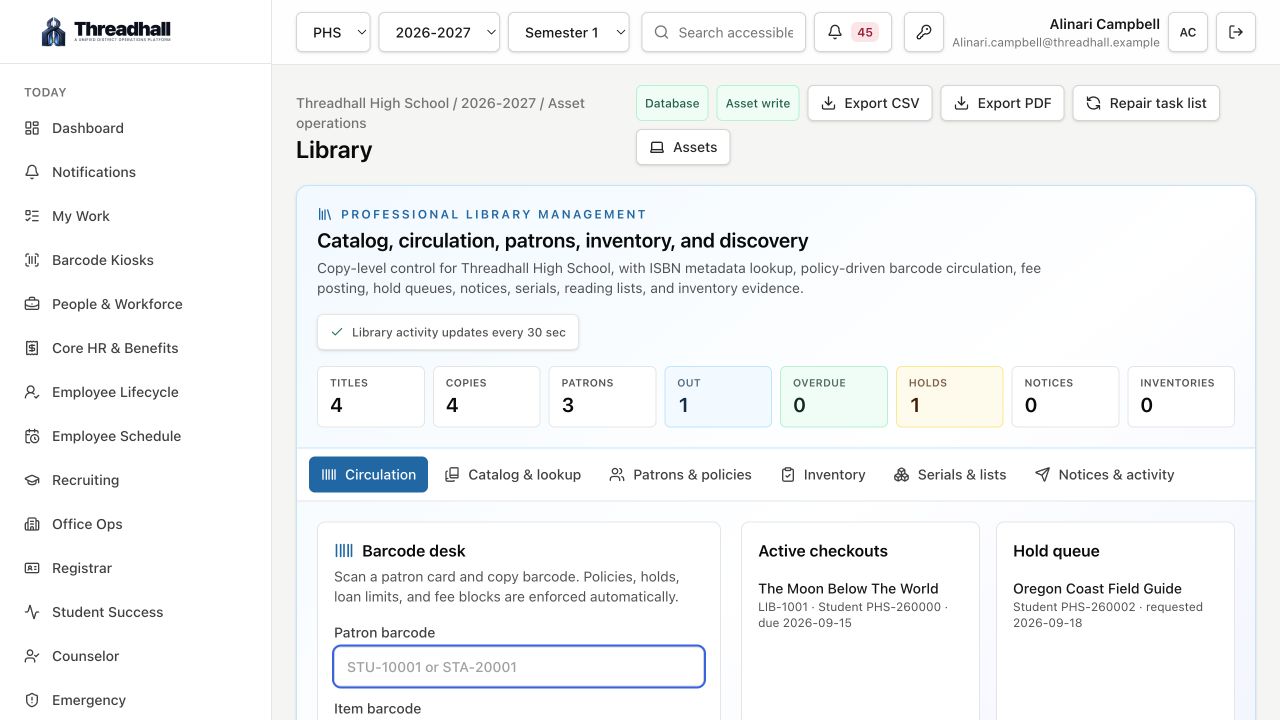District operations related Threadhall interface